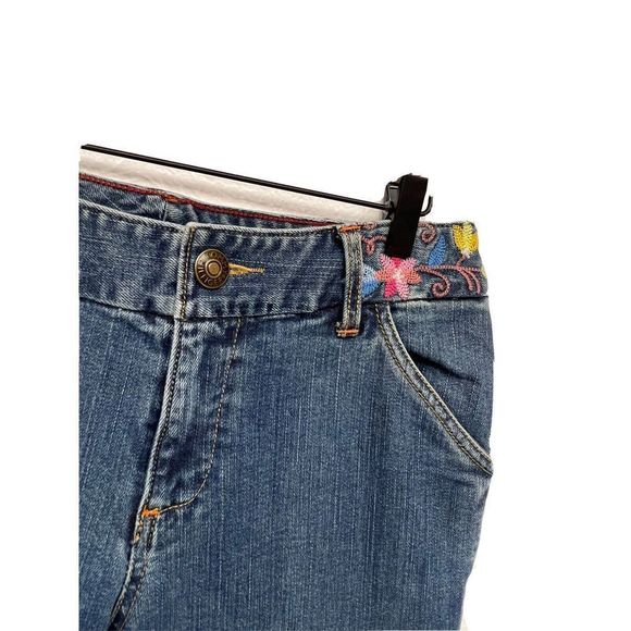 Tommy Hilfiger 2005  Retro Hippie Flower Flare  Embroidered Jeans Size 8 - Picture 3 of 7